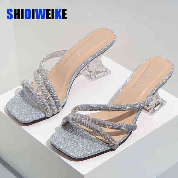 5cm women's high heel sandals summer new rhinestone belt transparent horseshoe slippers fashion party women 220520, Black
5cm women's high heel sandals summer new rhinestone belt transparent horseshoe slippers fashion party women 220520, Black