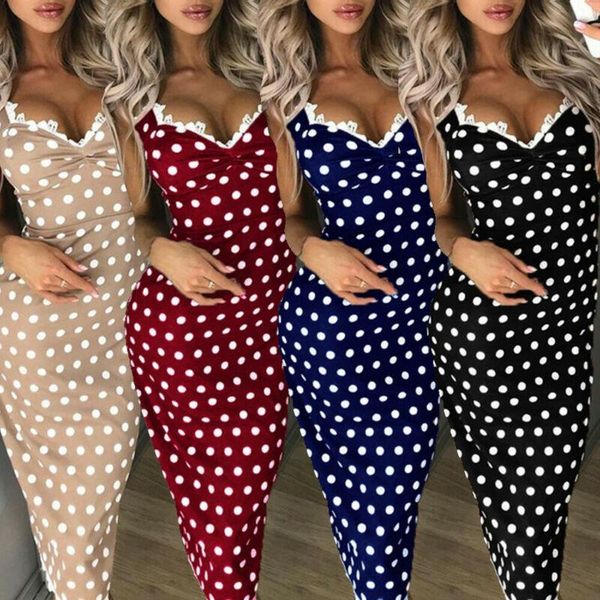 casual dresses fashion women summer dress sleeveless v-neck polka dots long maxi bodycon party club tight female, Black;gray
casual dresses fashion women summer dress sleeveless v-neck polka dots long maxi bodycon party club tight female, Black;gray