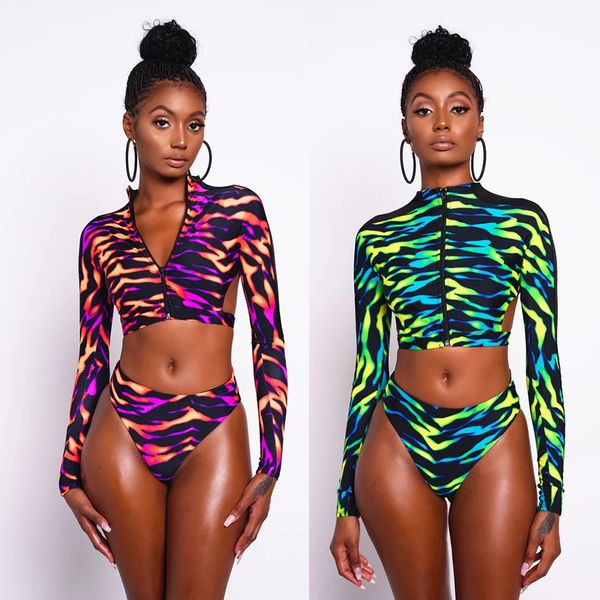 printed split bikini women backless swimsuit zipper multicolor tight long sleeve high waist bathing suits female 220602, White;black
printed split bikini women backless swimsuit zipper multicolor tight long sleeve high waist bathing suits female 220602, White;black