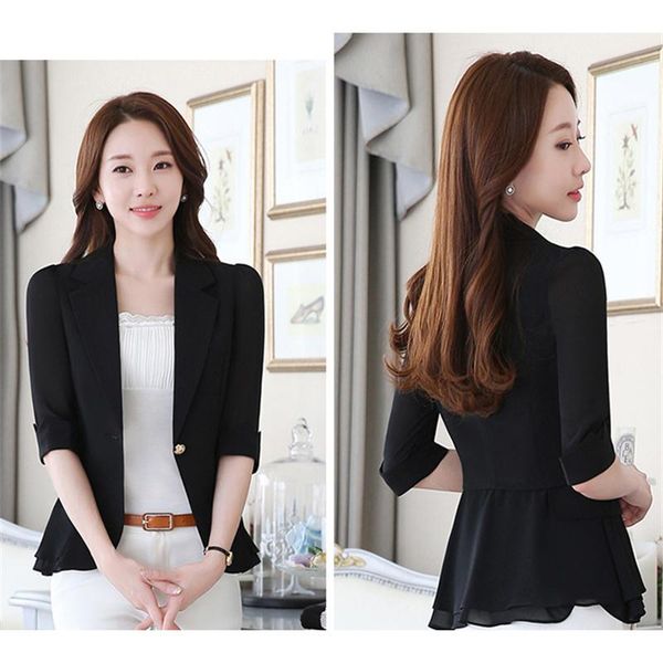 women's suits & blazers short blazer coat women 2022 spring summer korean slim plus size white black with ruffles chiffon fashion cloth
women's suits & blazers short blazer coat women 2022 spring summer korean slim plus size white black with ruffles chiffon fashion cloth