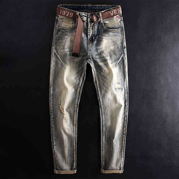 men's jeans trendy jeans with holes men's slim fit small straight tube elastic washing buffing versatile trend pants n0td, Blue
men's jeans trendy jeans with holes men's slim fit small straight tube elastic washing buffing versatile trend pants n0td, Blue