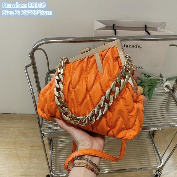 

Wholesale ladies shoulder bags small fresh solid color leather handbag trend car sewing plaid chain bag chains decoration women mobile phone coin purse 2 styles, Pink1-809#