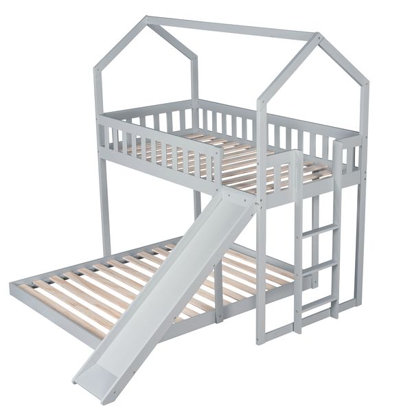 2022 modern bedroom furniture twin over full house bunk bed with slide and built-in ladder full-length guardrail
2022 modern bedroom furniture twin over full house bunk bed with slide and built-in ladder full-length guardrail