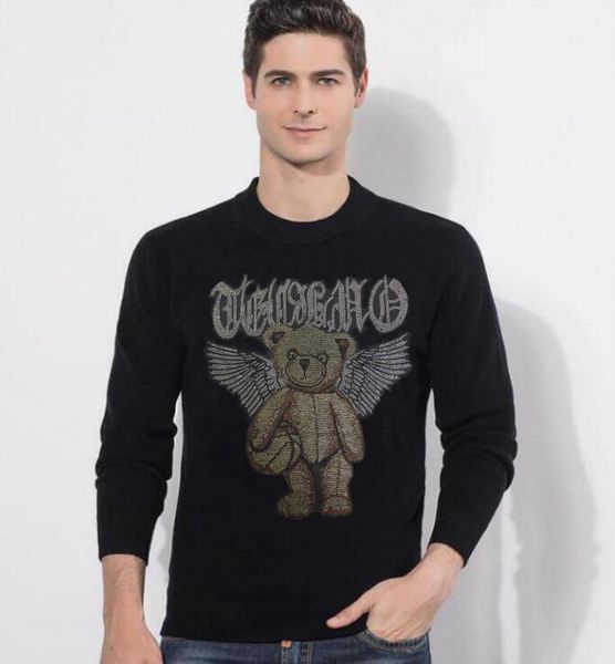 rhinestone casual slim fit men's 2022 new sweater fashion brand sweater, White;black
rhinestone casual slim fit men's 2022 new sweater fashion brand sweater, White;black