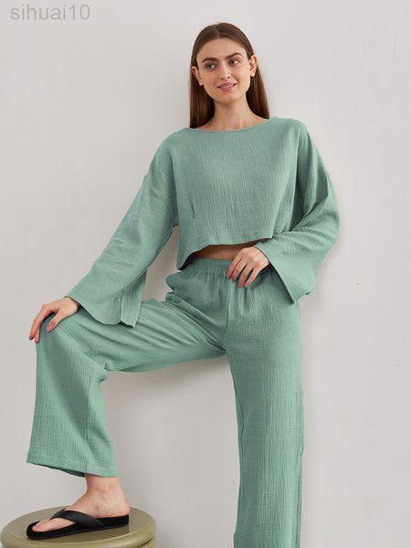 hiloc green high waist sets womens outfits pink cotton nightwear women pyjamas long sleeves crop loose women nightwear l220803, Black;red
hiloc green high waist sets womens outfits pink cotton nightwear women pyjamas long sleeves crop loose women nightwear l220803, Black;red
