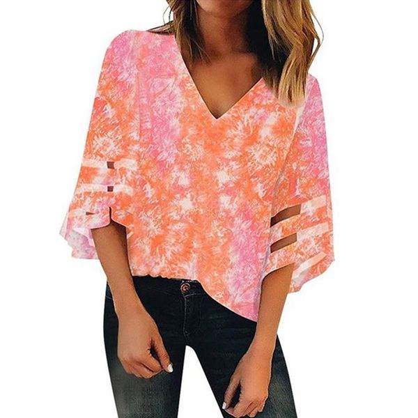 women's blouses & shirts summer women blouse tie dye print tee shirt 3/4 bell sleeve loose ladies orange, White
women's blouses & shirts summer women blouse tie dye print tee shirt 3/4 bell sleeve loose ladies orange, White