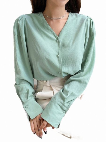 dazy solid button front blouse i4ih#, White
