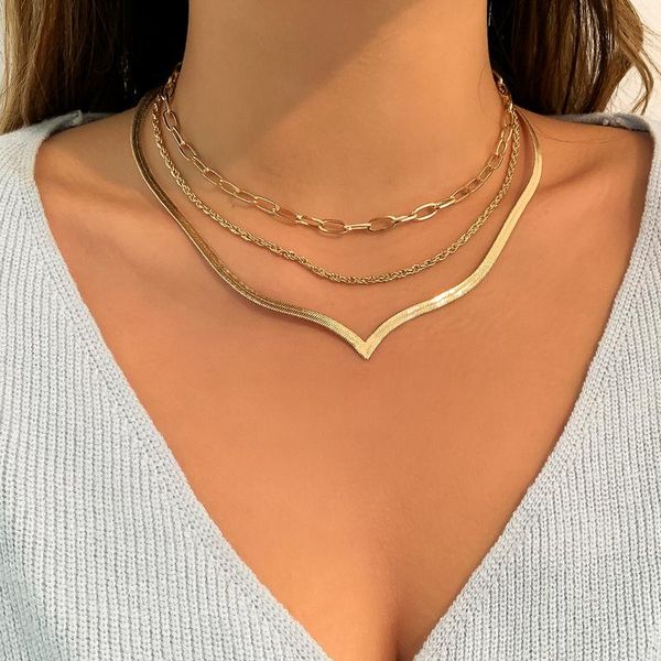 chokers 3pcs/set punk multi layer flat blade snake chain necklace for women statement basic choker collier jewelry, Golden;silver
chokers 3pcs/set punk multi layer flat blade snake chain necklace for women statement basic choker collier jewelry, Golden;silver