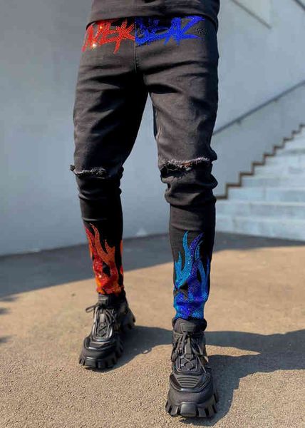 spring and autumn fashion hole high street leisure belt drill pants men's jeans, Blue
spring and autumn fashion hole high street leisure belt drill pants men's jeans, Blue