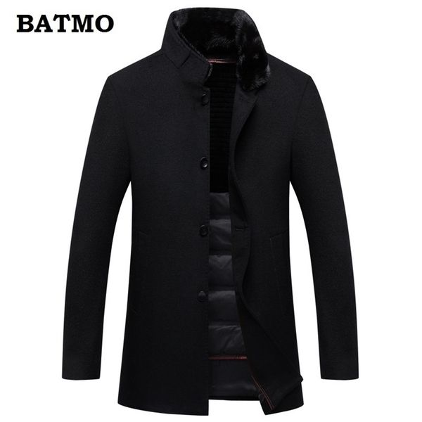 batmo new arrival 100 wool natural mink fur collar rabbit fur liner trench coat men 90 white duck down liner lj201110, Black
batmo new arrival 100 wool natural mink fur collar rabbit fur liner trench coat men 90 white duck down liner lj201110, Black