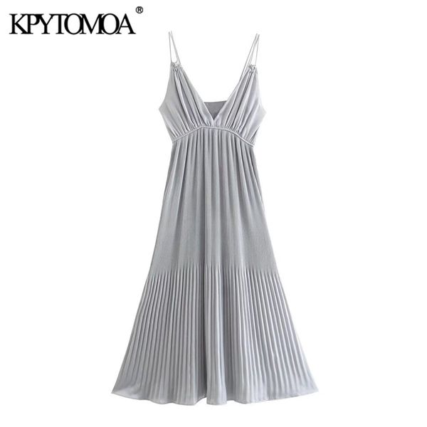 women fashion soft touch pleated midi camisole dress vintage backless thin straps female dresses vestidos mujer 220526, Black;gray
women fashion soft touch pleated midi camisole dress vintage backless thin straps female dresses vestidos mujer 220526, Black;gray
