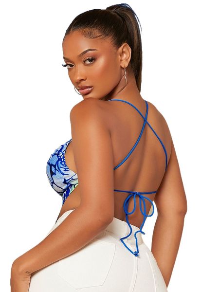 sxy leopard print bandana tie backless halter y4ef#, White