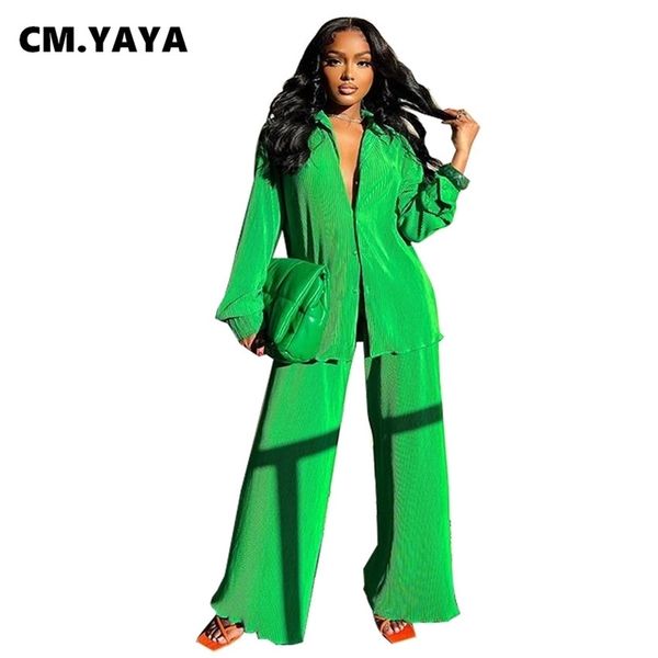 cmyaya pleated solid women set long sleeve shirts and straight wide leg pants suits tracksuit two piece set fitness outfits 220801, White
cmyaya pleated solid women set long sleeve shirts and straight wide leg pants suits tracksuit two piece set fitness outfits 220801, White