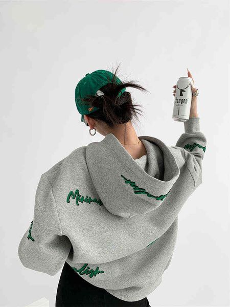 letter embroidery gray hooded sweater women's spring and autumn new street style design simple loose long-sleeved hoodie t220726, Black
letter embroidery gray hooded sweater women's spring and autumn new street style design simple loose long-sleeved hoodie t220726, Black