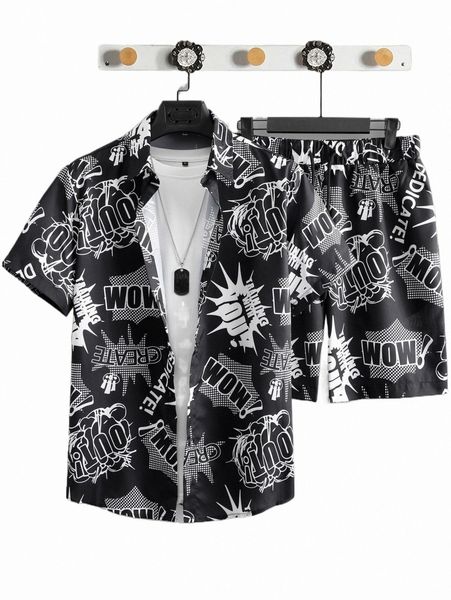 men random pop art trim print shirt & drawstring waist shorts without tee 32dl#, Gray
men random pop art trim print shirt & drawstring waist shorts without tee 32dl#, Gray