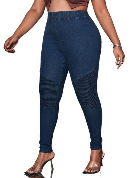 sxy plus elastic waist skinny jeans 54tu#, Blue 
sxy plus elastic waist skinny jeans 54tu#, Blue