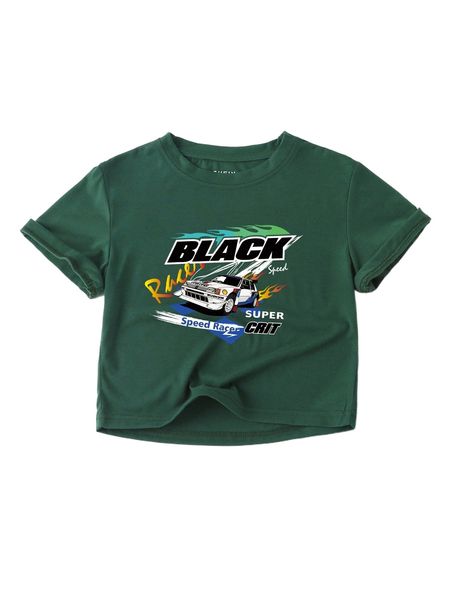 car and letter graphic tee h8bm#, White