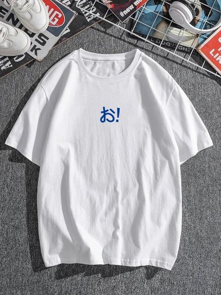men japanese letter graphic tee q23y#, White;black