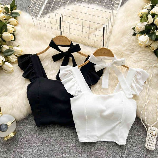 women's tanks camis girl simple solid color bowknot neck strap korean version versatile thin belt cushion short small suspender vest fa, White
women's tanks camis girl simple solid color bowknot neck strap korean version versatile thin belt cushion short small suspender vest fa, White