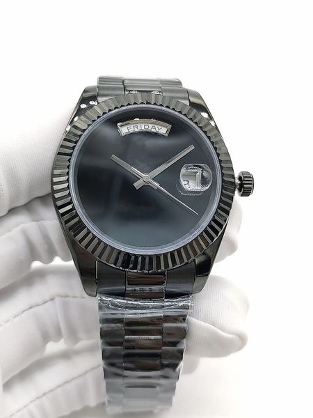 men's automatic watches 41mm full black daydate men mechanical 2813 movement watch stainless steel strap waterproof man watch diamond i, Slivery;brown
men's automatic watches 41mm full black daydate men mechanical 2813 movement watch stainless steel strap waterproof man watch diamond i, Slivery;brown