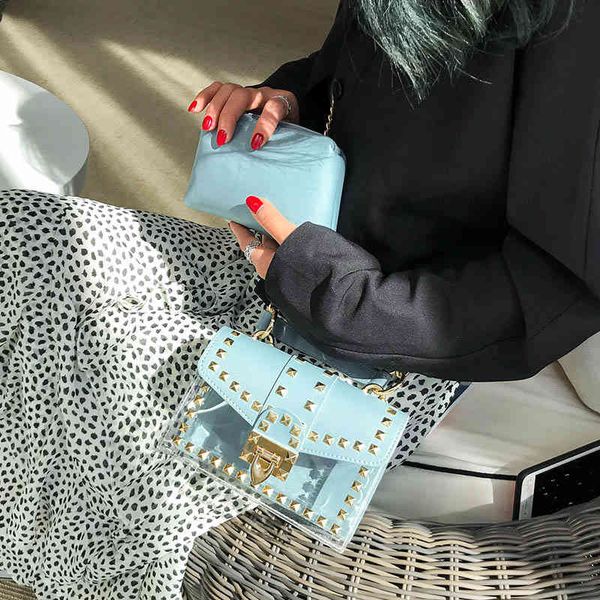 2022 transparent single shoulder fashion versatile small chain rivet crossbody shoulder bags
2022 transparent single shoulder fashion versatile small chain rivet crossbody shoulder bags
