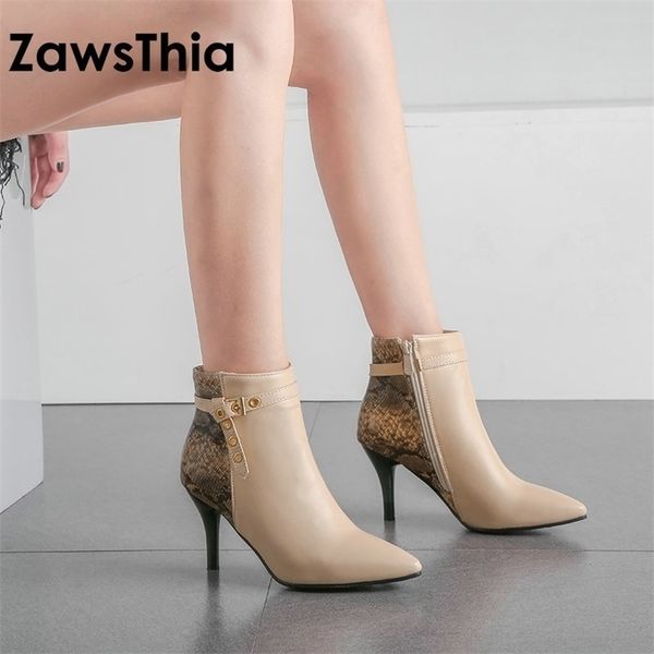 zawsthia winter pu leather pointed toe snakeskin print woman shoes high heeled ankle boots for women stilettos boots 201102, Black
zawsthia winter pu leather pointed toe snakeskin print woman shoes high heeled ankle boots for women stilettos boots 201102, Black