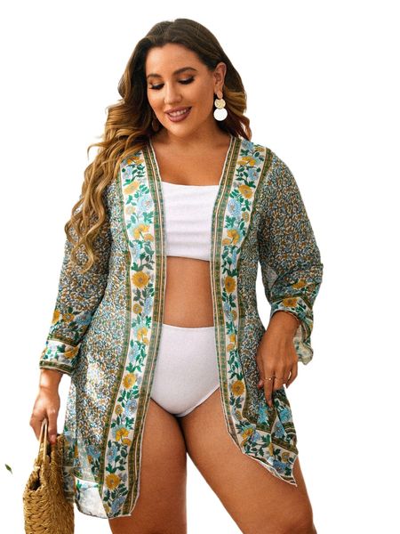 plus floral print kimono r3ot#, Black;gray
plus floral print kimono r3ot#, Black;gray