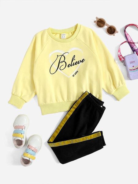 toddler girls heart & slogan graphic sweatshirt and side stripe leggings set she, White
toddler girls heart & slogan graphic sweatshirt and side stripe leggings set she, White