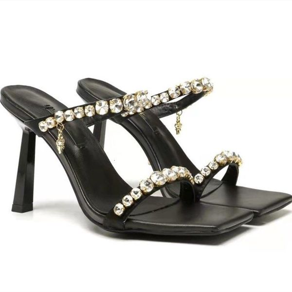 sandals slippers women's high heels medusa square head flip flops real leather wear anti slip temperament thin heel sandals b8t2, Black
sandals slippers women's high heels medusa square head flip flops real leather wear anti slip temperament thin heel sandals b8t2, Black