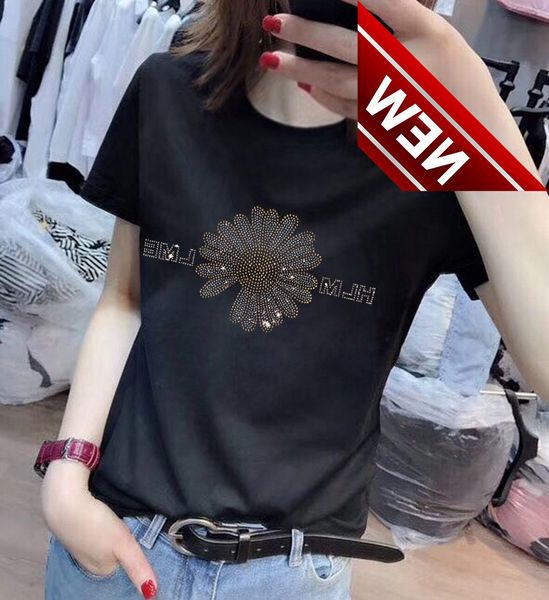 little daisy short sleeve t-shirt women's 2022 summer new european heavy industry diamond loose net red ins fashion, White;black
little daisy short sleeve t-shirt women's 2022 summer new european heavy industry diamond loose net red ins fashion, White;black