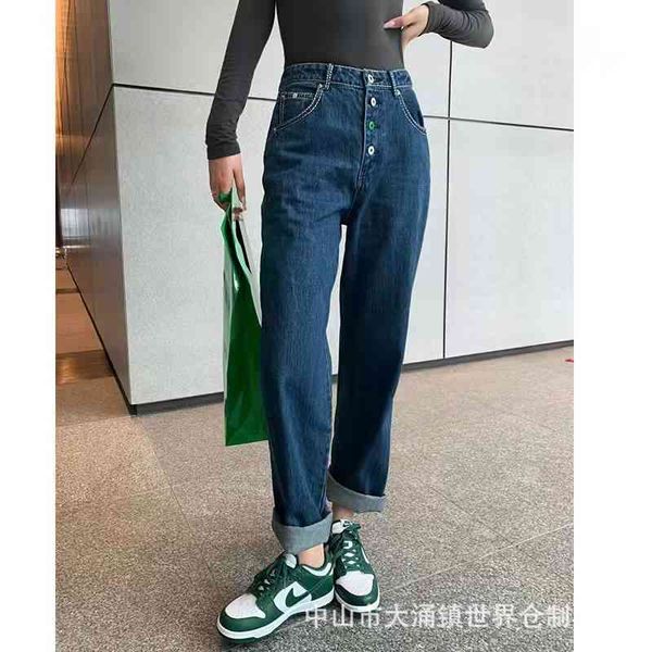 women's jeans bv green button design high waist jeans women's loose straight tube niche casual dad pants, Blue
women's jeans bv green button design high waist jeans women's loose straight tube niche casual dad pants, Blue