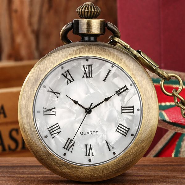 

old vintage pocket watch open face roman number display clock quartz analog watches for men women with fob pendant chain gift, Slivery;golden