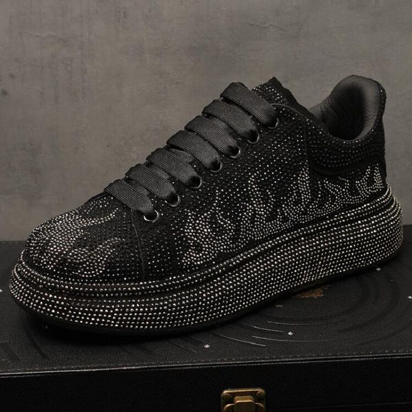 new luxury designer rhinestone charm casual shoes for men thick bottom flats punk rock prom loafers male walking sneakers da40, Black
new luxury designer rhinestone charm casual shoes for men thick bottom flats punk rock prom loafers male walking sneakers da40, Black