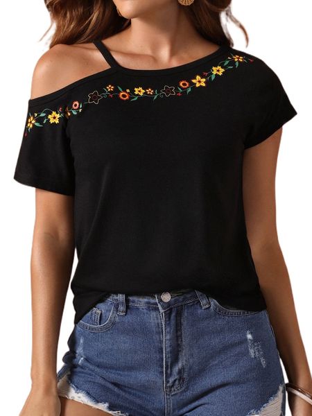 floral print cut out asymmetrical neck tee z9iv#, White
floral print cut out asymmetrical neck tee z9iv#, White