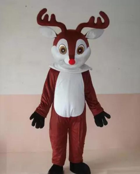 red nose deer mascot costume halloween birthday party cartoon apparel costumes, Red;yellow
red nose deer mascot costume halloween birthday party cartoon apparel costumes, Red;yellow