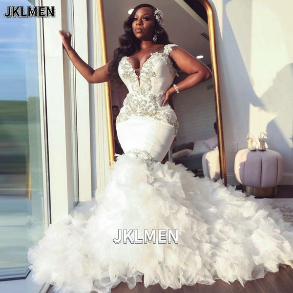 silver lace sweetheart lace-up wedding dress ruffle organza mermaid bridal gown court train bridal gown plus size custom made, White
silver lace sweetheart lace-up wedding dress ruffle organza mermaid bridal gown court train bridal gown plus size custom made, White