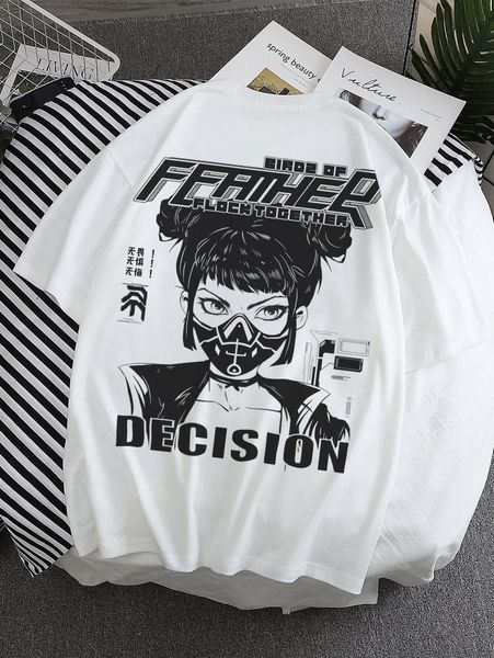 men letter & figure graphic tee 05m9#, White;black
men letter & figure graphic tee 05m9#, White;black