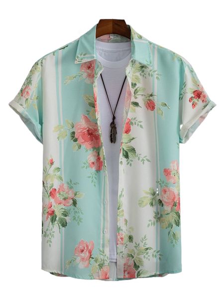 men floral print shirt without tee n0zt#, White;black 
men floral print shirt without tee n0zt#, White;black