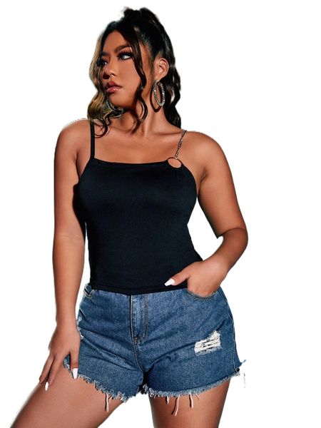 plus o-ring & chain detail crop cami d2gs#, Black
plus o-ring & chain detail crop cami d2gs#, Black