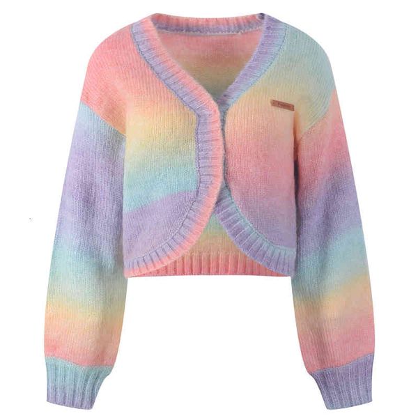 women's knits tees chic rainbow sweater jacket cardigan women's clothing autumn winter v-neck sweater short mnk2, White
women's knits tees chic rainbow sweater jacket cardigan women's clothing autumn winter v-neck sweater short mnk2, White