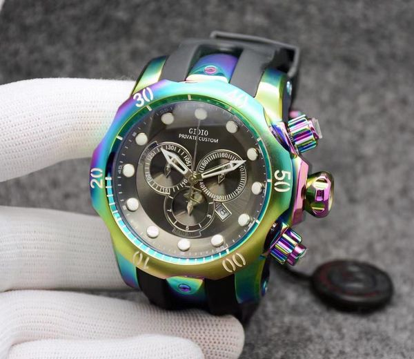 55mm mens quartz chronograph watch black green gold rubber stainless steel luminous, Slivery;brown
55mm mens quartz chronograph watch black green gold rubber stainless steel luminous, Slivery;brown