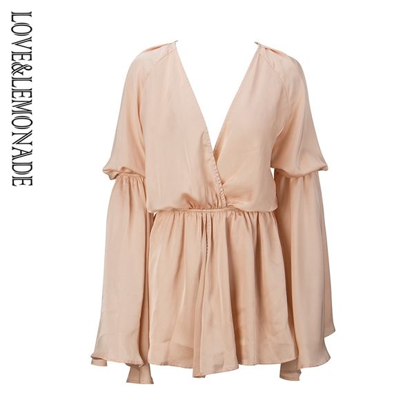 love & lemonade nude deep v neck trumpet sleeves loose playsuit lm1239 t200704, Black;white
love & lemonade nude deep v neck trumpet sleeves loose playsuit lm1239 t200704, Black;white