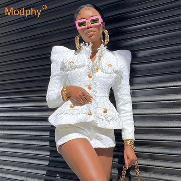 elegant white tweed women set single-breasted fringed jacket & high waist shorts suit fashion celebrity party sets fall 220323
elegant white tweed women set single-breasted fringed jacket & high waist shorts suit fashion celebrity party sets fall 220323
