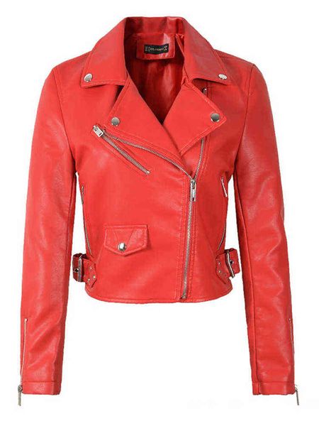 ftlzz women black faux leather jackets pu motorcycle zipper faux soft leather rivet zipper red pink turn-down collar outerwear l220728
ftlzz women black faux leather jackets pu motorcycle zipper faux soft leather rivet zipper red pink turn-down collar outerwear l220728