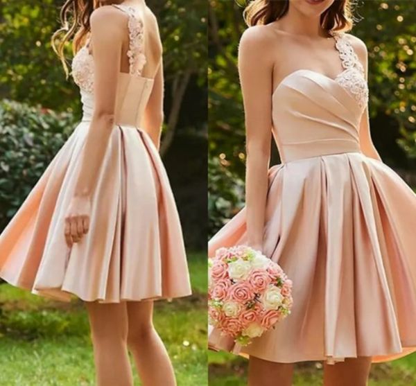 pearl pink short cocktail party dress one shoulder sleeveless satin lace club prom gowns robe de soriee 2022, Black
pearl pink short cocktail party dress one shoulder sleeveless satin lace club prom gowns robe de soriee 2022, Black
