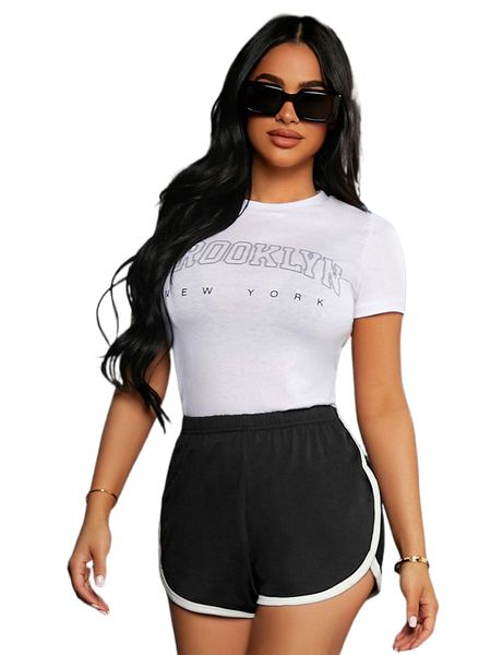 sxy letter graphic round neck tee i5ys#, White 
sxy letter graphic round neck tee i5ys#, White