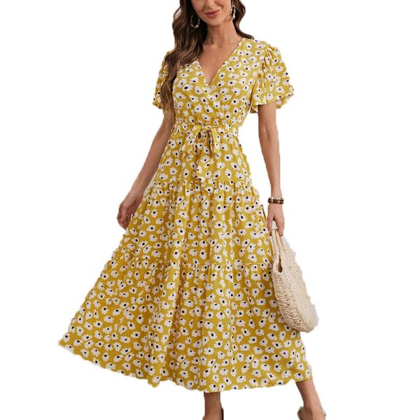 casual dresses summer floral printed long maxi dress women butterfly short sleeve female a line with sashes, Black;gray
casual dresses summer floral printed long maxi dress women butterfly short sleeve female a line with sashes, Black;gray