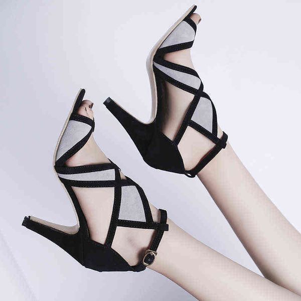 2022 new hollow out high-heeled sandals suede fish mouth large nightclub women's shoes, Black
2022 new hollow out high-heeled sandals suede fish mouth large nightclub women's shoes, Black