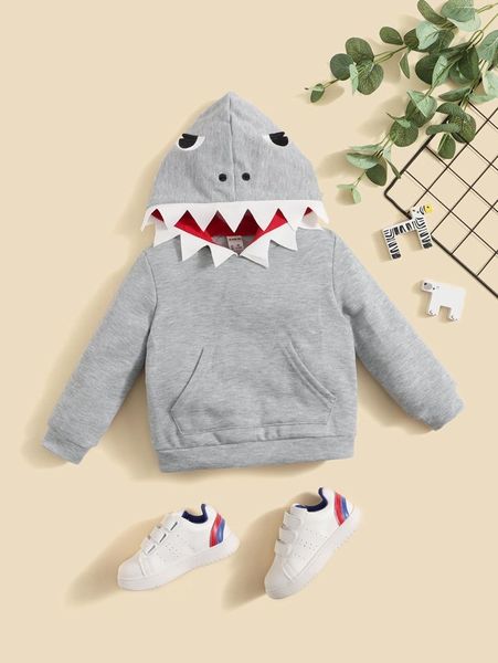 baby cartoon embroidery 3d patched kangaroo pocket hoodie she, Black
