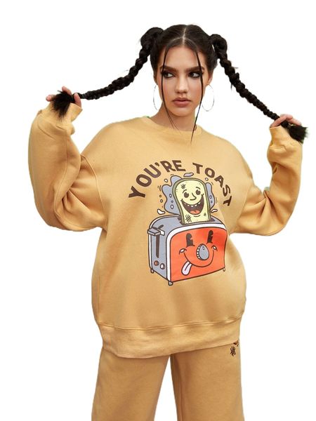 x dedonleon cartoon & slogan graphic drop shoulder sweatshirt f2ea#, Black
x dedonleon cartoon & slogan graphic drop shoulder sweatshirt f2ea#, Black